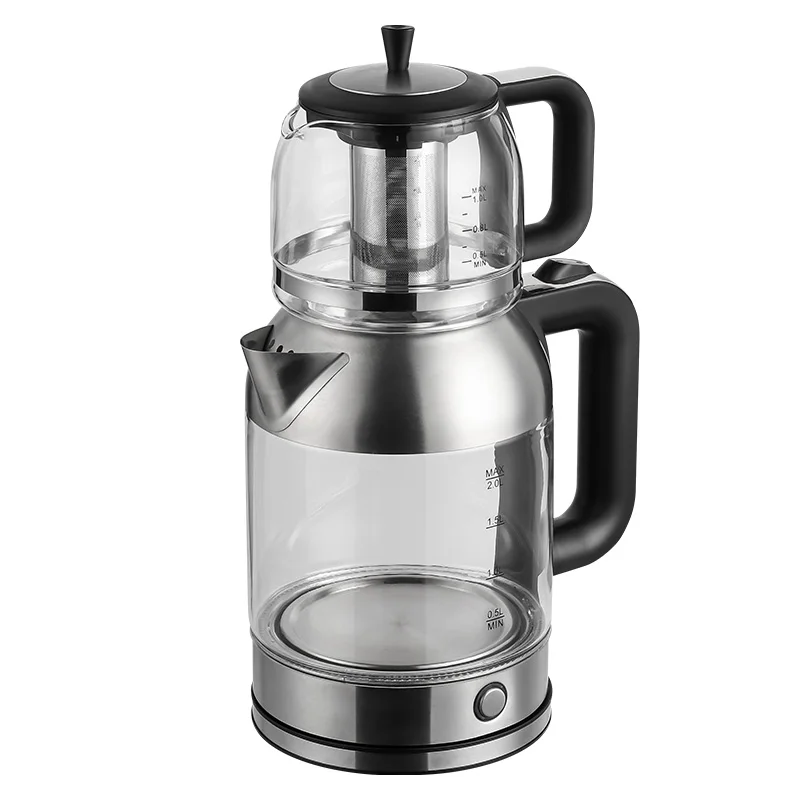 POPULAR ELECTRIC TURKISH TEA MAKER 2.0L+1.0L WITH PYREX GLASS HOUSING FOR TEA AND COFFEE
