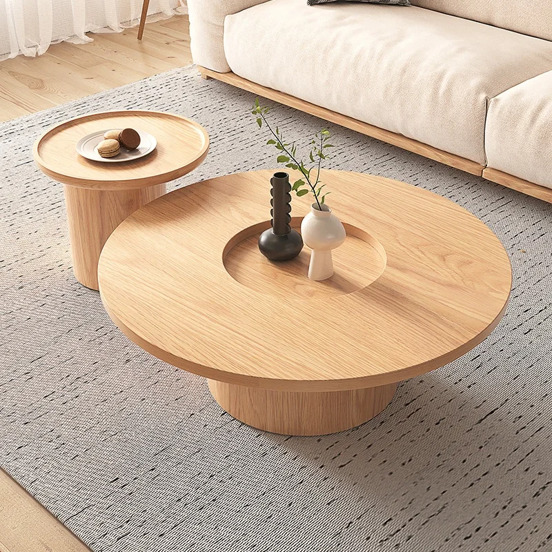 Wood Round Coffee Table Living Room Furniture Factory Hot Sell Japanese Style Solid Modern Picture Wooden Cofee Tea Table 5pcs