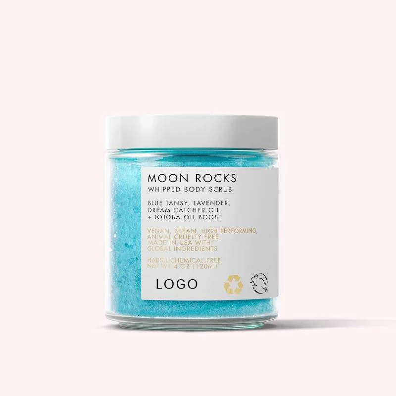 Private Label Moon Rocks Whipped Body Scrub Exfoliating Whitening With Blue Tansy Coconut Oil Lavender