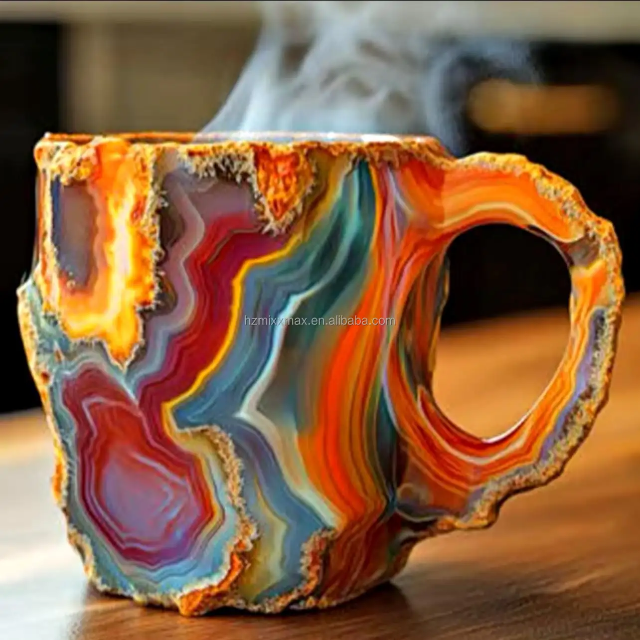 2024 New multi-colored crystal glass Mineral marble agate coffee cup Luxury cup elegant Christmas gift