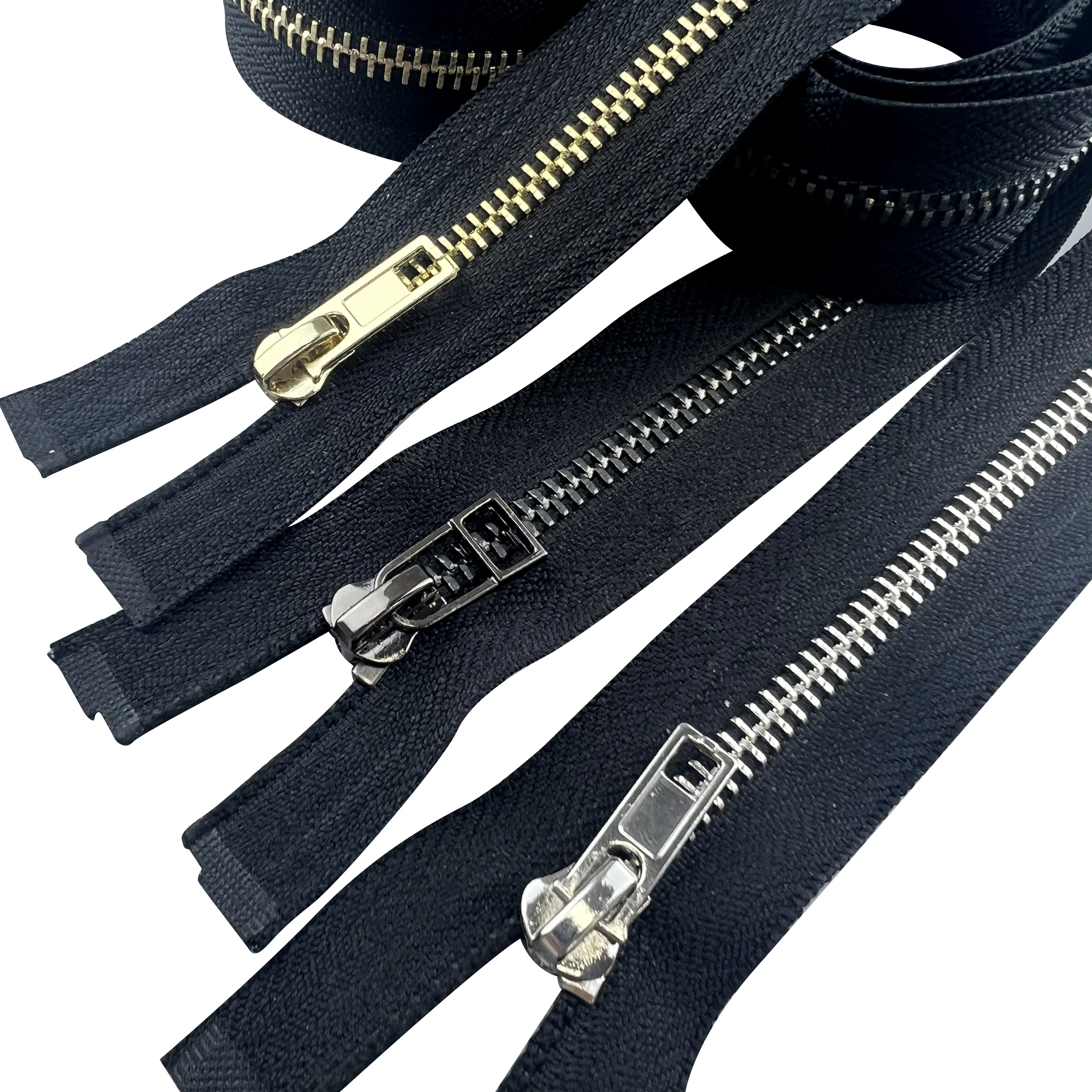 Wholesale Gold Fancy Open Jacket Metal Zipper 5# Tape Roll Zipper Factory Source Customized Excellent Quality