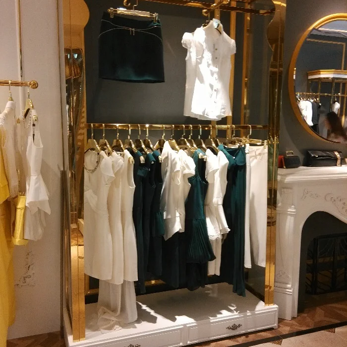 
Customized Metal Bronze Color Retail Display Rack Clothes Cabinet 
