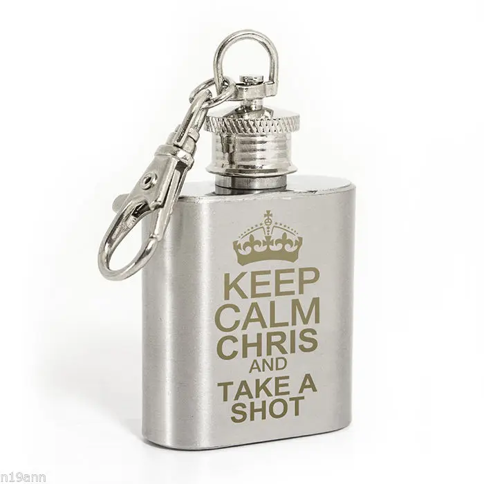 Customized Small MOQ 1oz Mini size Stainless Steel Hip Flask With Keychain