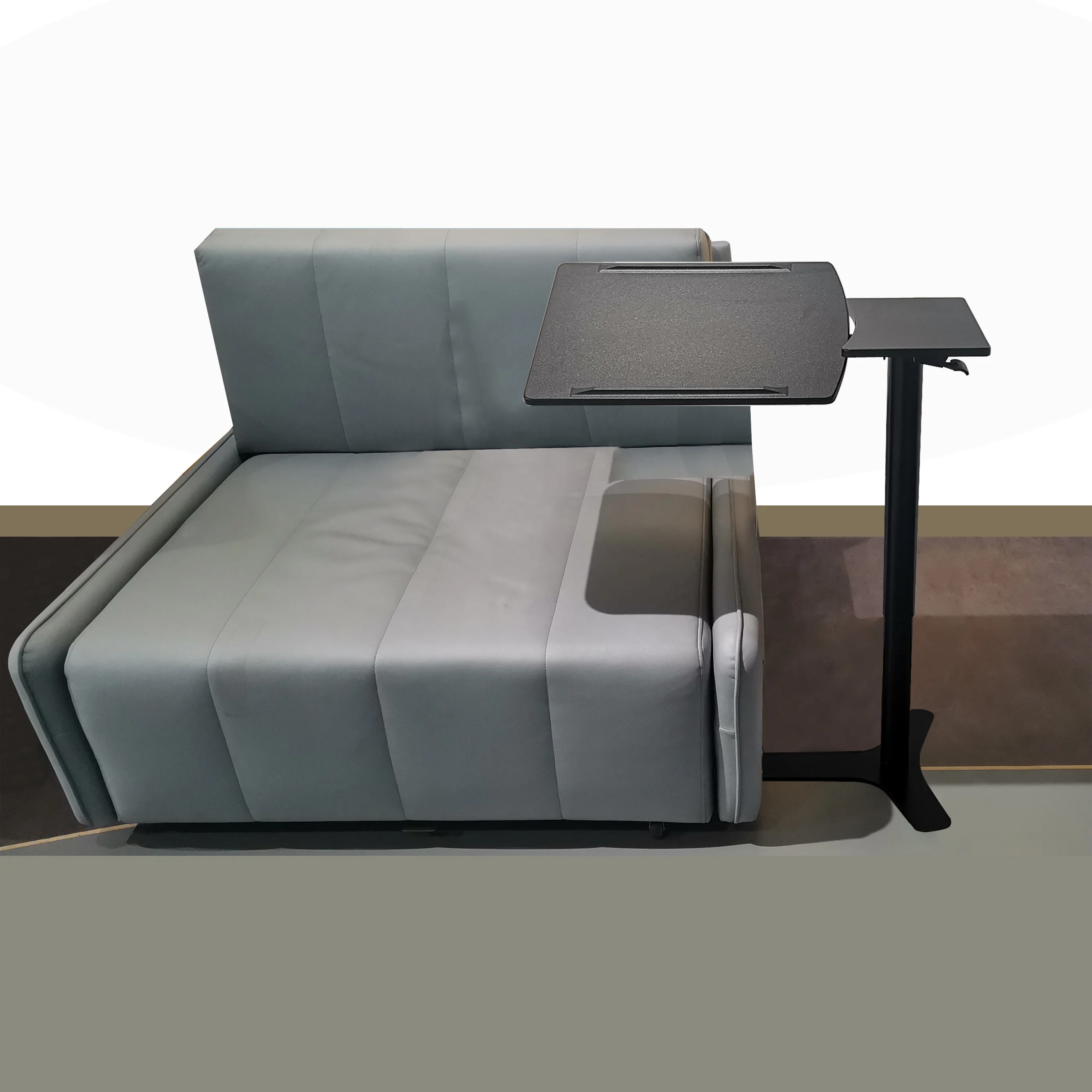 Ergonomic Folding Desktop overBed Sofa Side Desk Height Adjustable Pneumatic Lifting Hospital Sit Stand Desk with Wheels