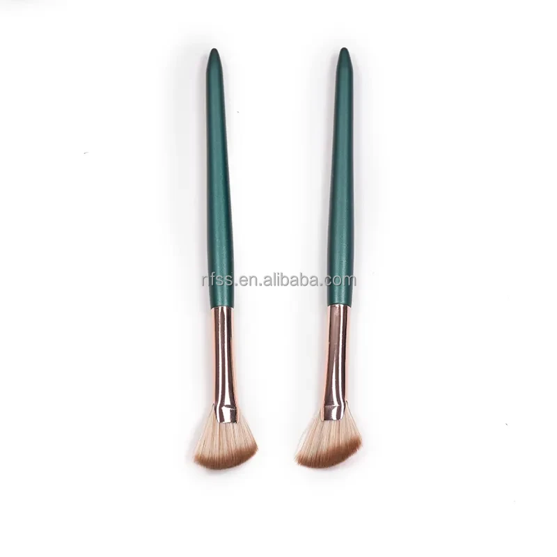 Applicator Complexion Seint Art Contour Blusher Make Up Brush Shader Cosmetic Wood 2Pcs Blue Premium Angled Fan Makeup Brushes
