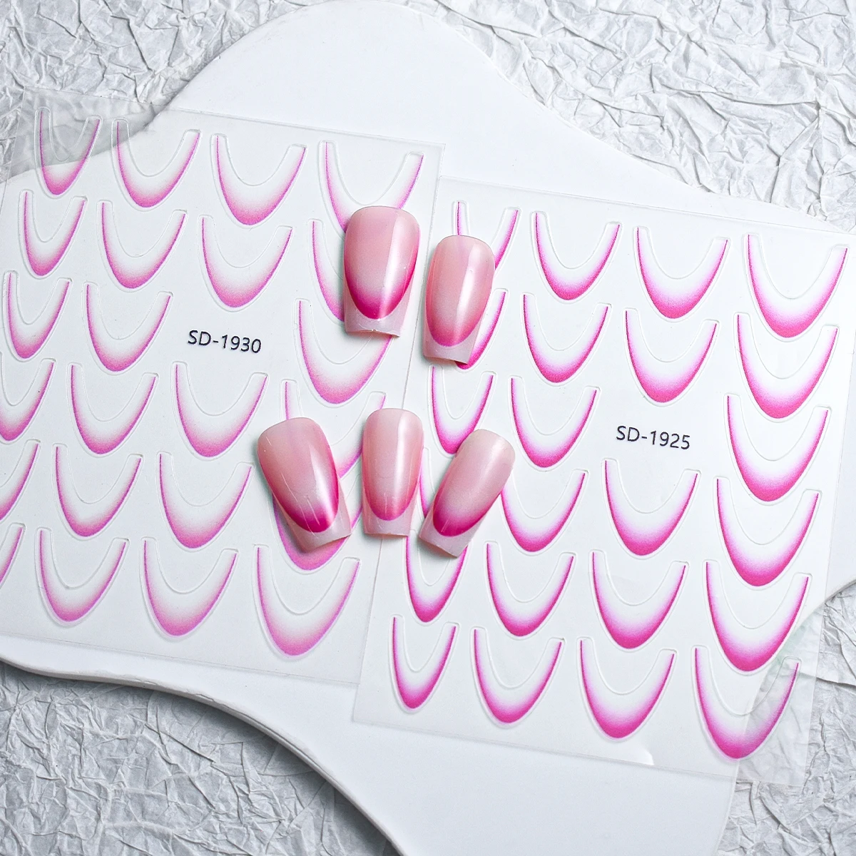 SD Gradient French Line Nail Art Stickers Black/White Self-Adhesive Slider Design Stencil Manicure Guides For DIY Nail Decor