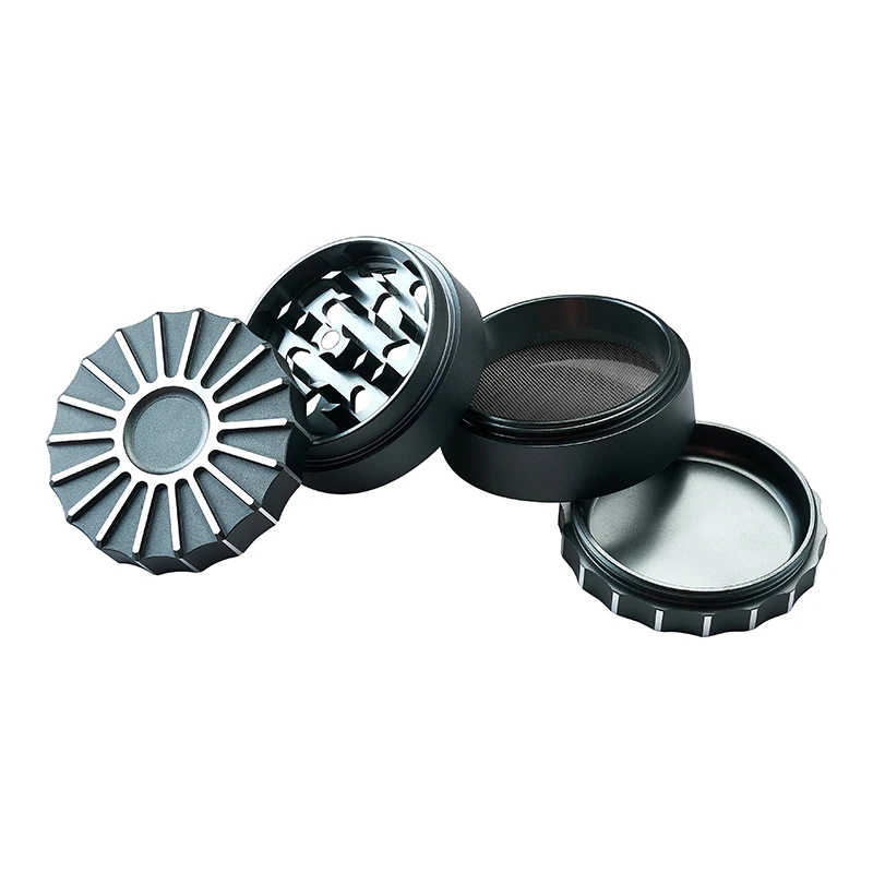 China factory 4 piece wholesale aluminum Sharp grinder polygon herb with custom logo 2.5 inch spice grinder