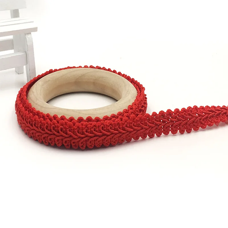Wholesale Colorful 12MM Polyester Woven Braid Trim Fabric Gimp Trim Lace Ribbon Sewing Upholstery Home Decoration Accessories