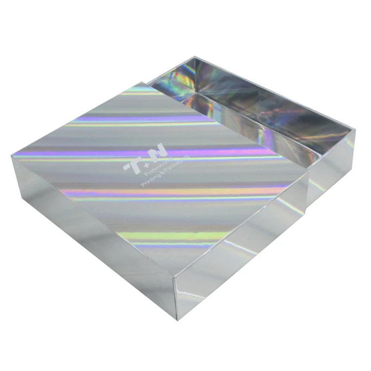 holographic glitter Iridescent sliding drawer boxes for gift packaging shiny cosmetic gift boxes