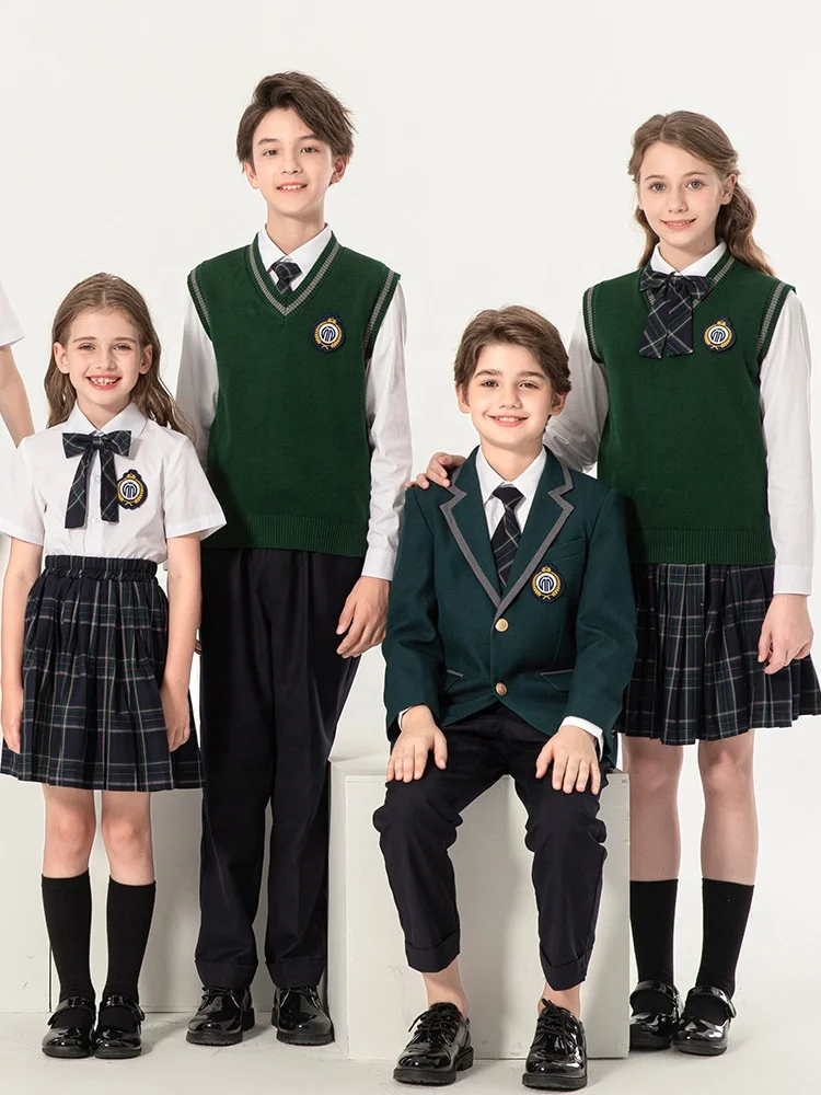 High Quality Kids  Fashion Clothing Beautiful Primary School Uniform Design Blazer and Pants Set 2023