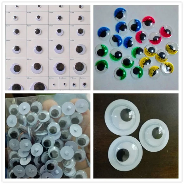 
COMPLY TO EU&USA STANDARD 3mm-50mm back button sew on adhesive oval color eyelash sticker googly eye, wiggle eye, moving eye 