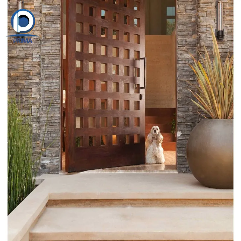 Hot Sale Teak Solid Wood Front Door Design Walnut Wooden Main Doors