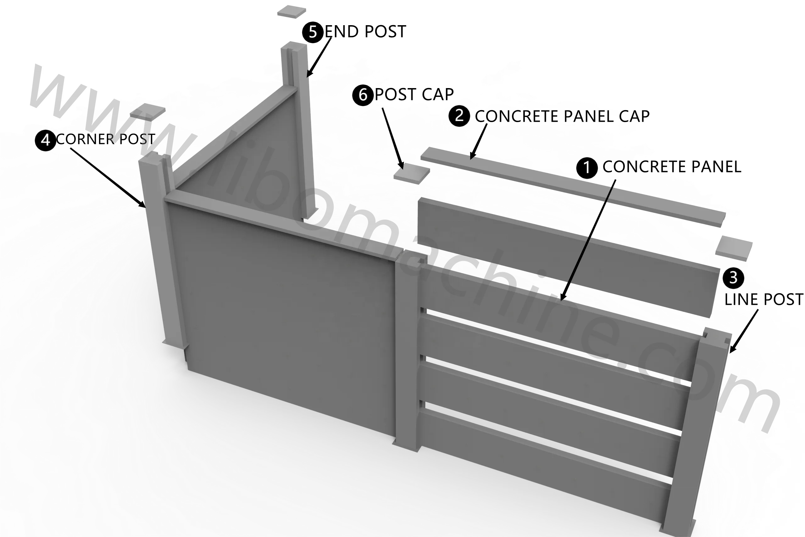 LIBO Machinery Precast Boundary Wall Mould Concrete H Shape Column Post Making Machine