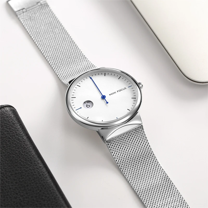 Relojes Para Hombre Mini Focus 0182  Fashion Men Super Thin Case Watches Ultra Minimalist Design One Hand Watch