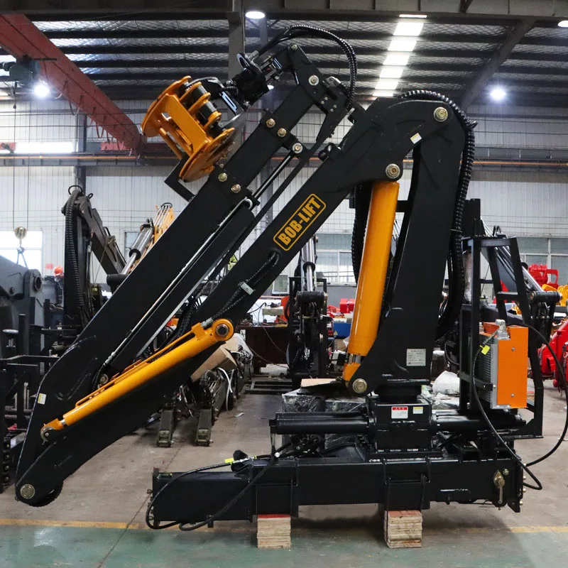 Small Folding Arm Wood Grabbing Crane  Forest Hydraulic Timber Crane