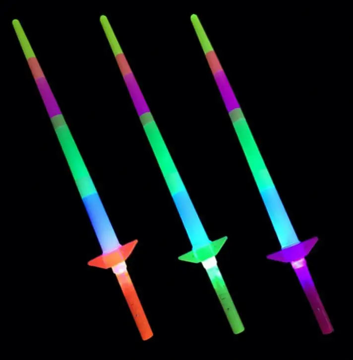 New Arrived  4 section LED flash light sword retractable stick concert party children toys