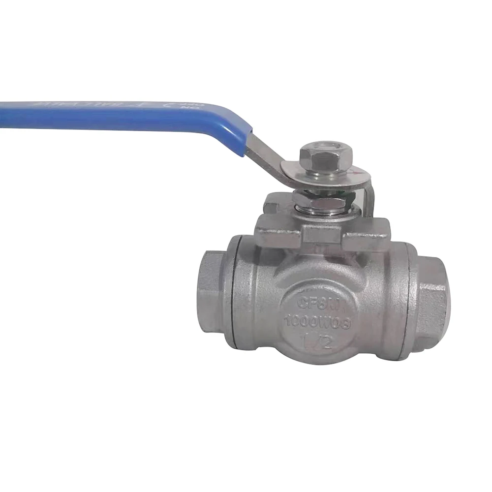 Industrial Grade Threaded SS316 G1/2' Female BSPP 3-way Ball Valves L Type