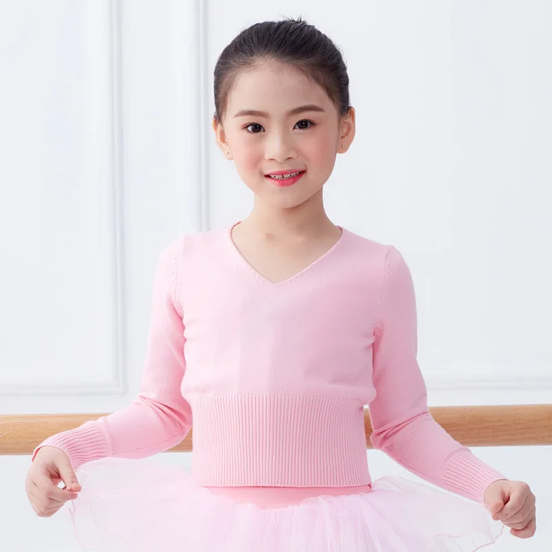 Children Dance Sweater Coat Girls Chinese Ballet Skirt Shawl Autumn  Winter Cardigan plus Knit Long Sleeve Training Clothes