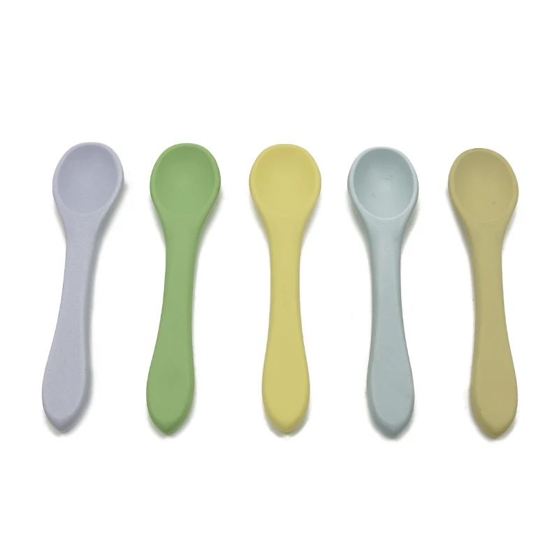 
Food Grade Custom Logo Wooden Handle Spoon Wood Silicone Baby Feeding Spoon for Bowl 