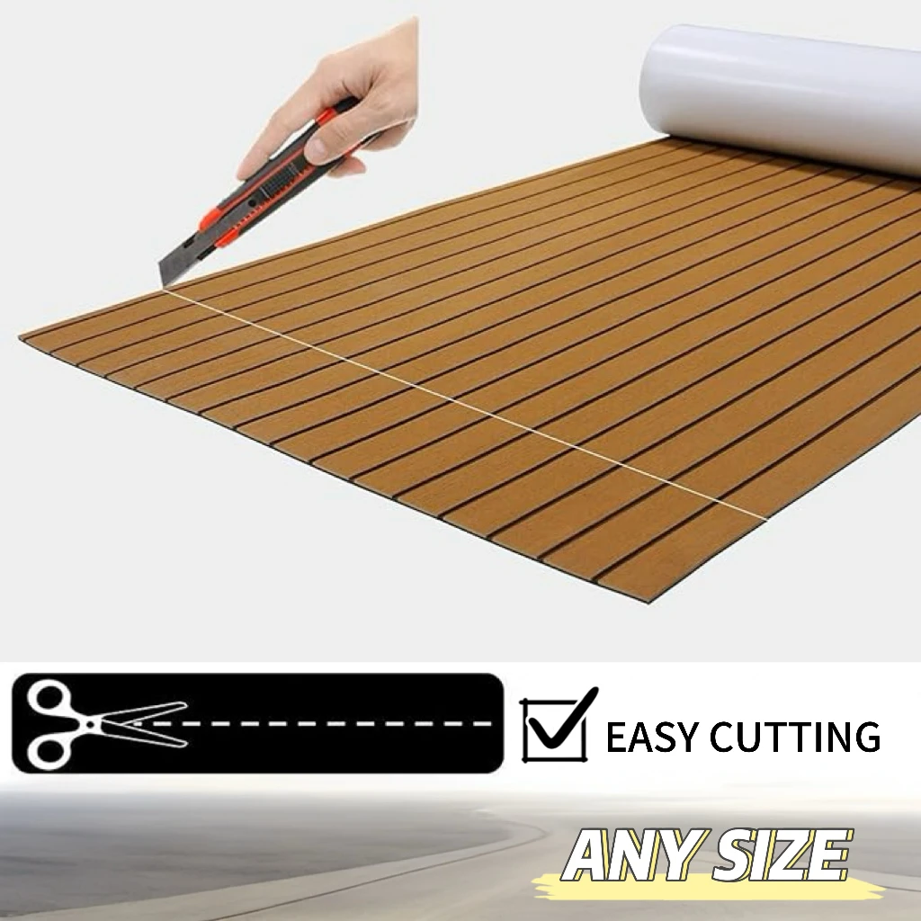 EVA Foam Anti UV Marine Deck Self-Adhesive Synthetic Teak Brushed Outdoor Boat Flooring Yacht Mats