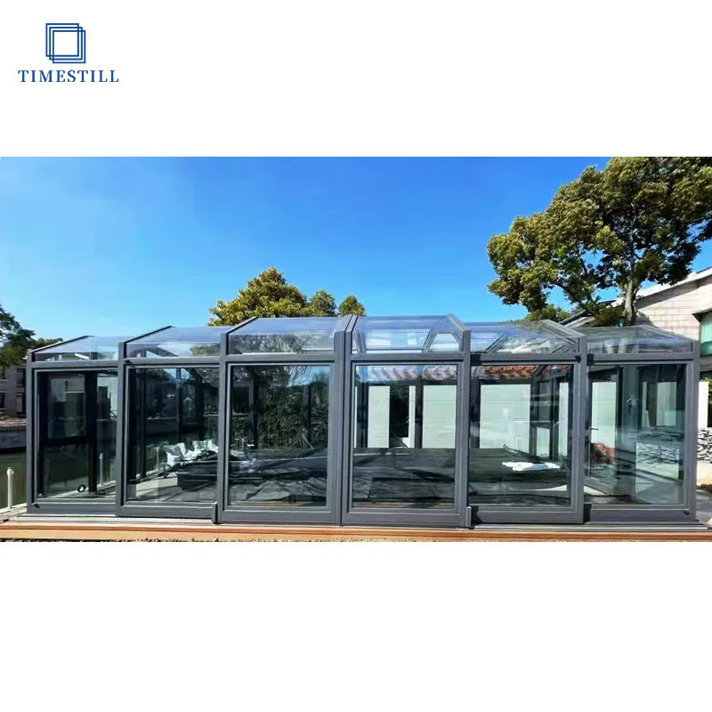 Modern Design Easy-to-Install Aluminum Glass House Outdoor Conservatory Sunroom for Villas Residential