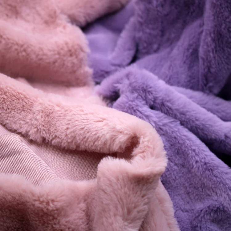 
fleece type thick and warm man made polyester material faux fake rabbit fur for winter coats mats slippers 