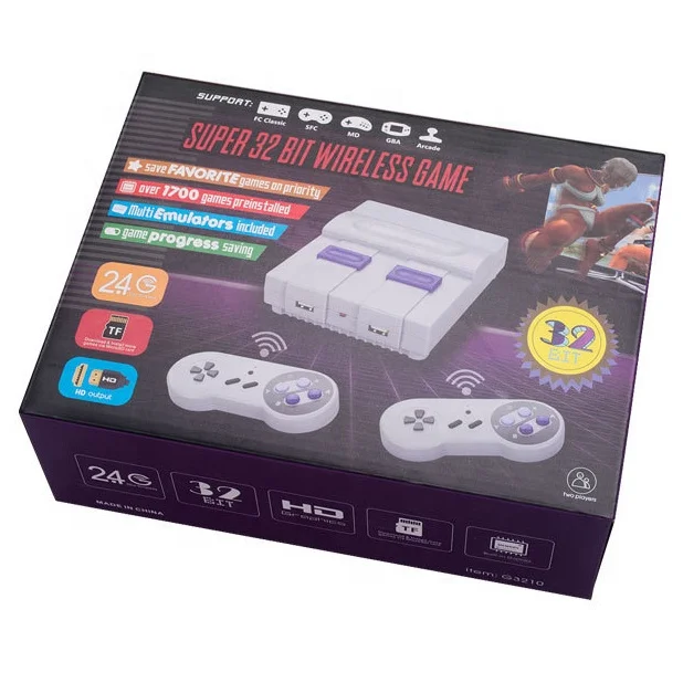 New 32 Bit Mini Video Classic Edition Game Console 1700 Classic Games Dual Wireless Controllers 4K H-D TV  Output Gaming Machine