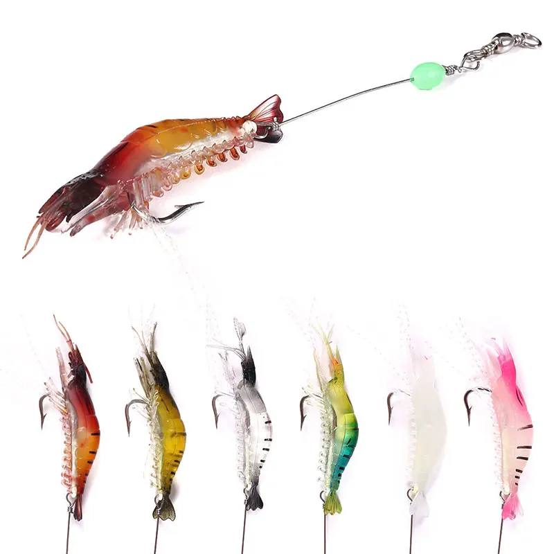 8CM 5.3G soft fishing lure soft shrimp shape Baits luminous Bait Shrimp kit carp squid fishing bait