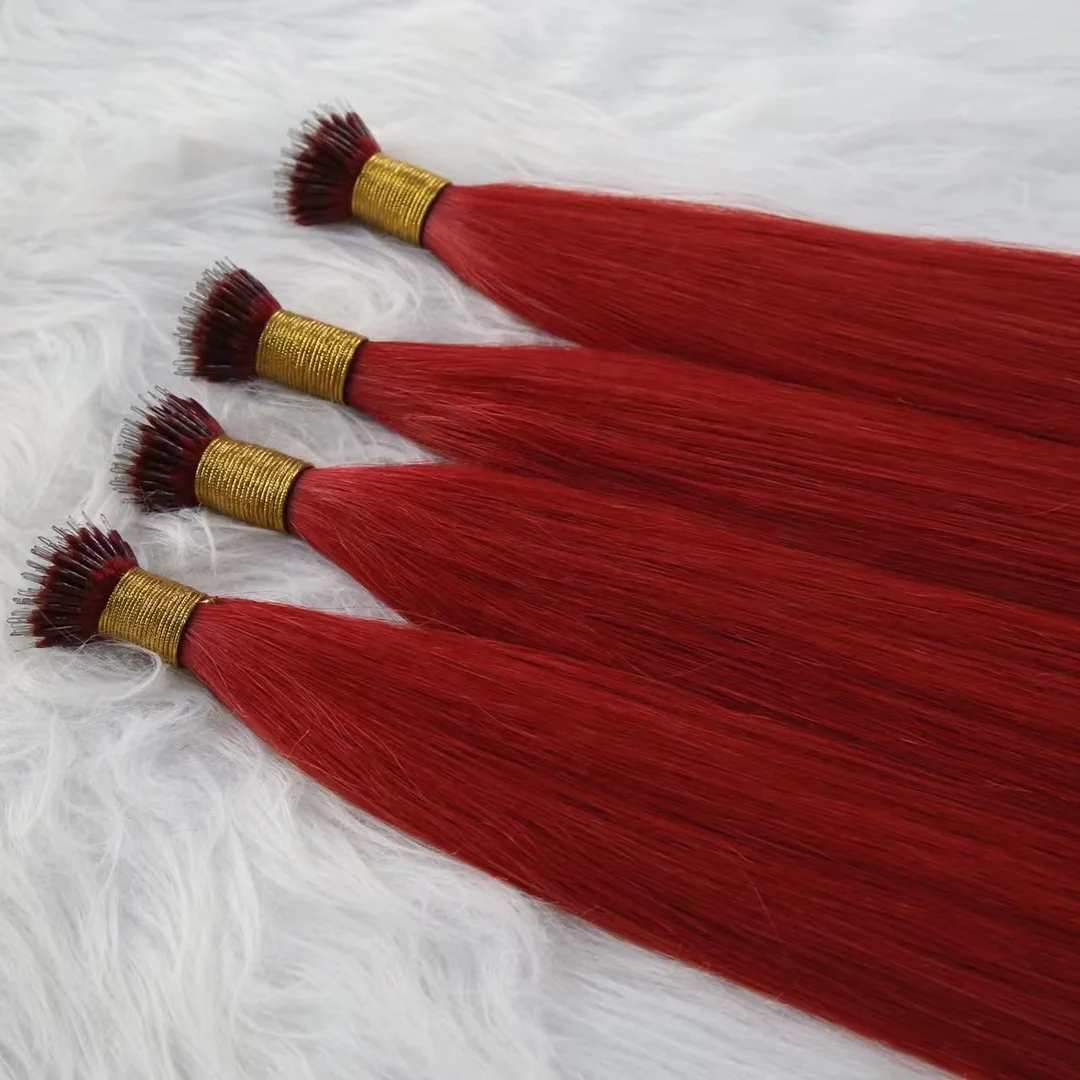 Yasen HAIR Micro Bead Pre Bonded 16-24inch 50pcs Straight Natural red 1g/strand ,Nano Rings Micro Links Human Hair Extensions