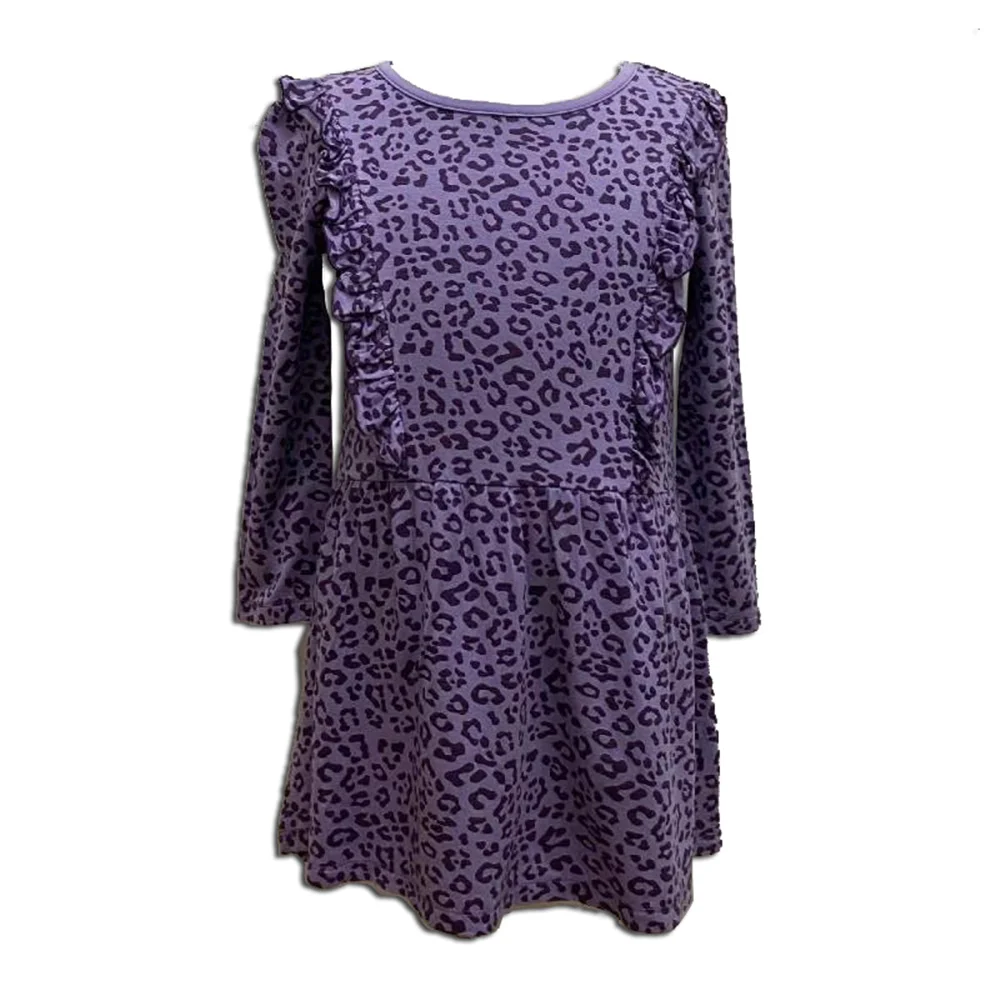 
Summer Kids Clothing Dress Long Sleeve Girls Dresses Lace Leopard-Print Skirts Short Dress For Girl Kids 