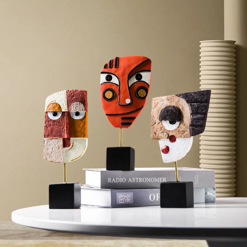 Creative Human Face Head Statue Abstract Human Face Sculpture Character Sculpture for Home Living Room Bed Room Decoration