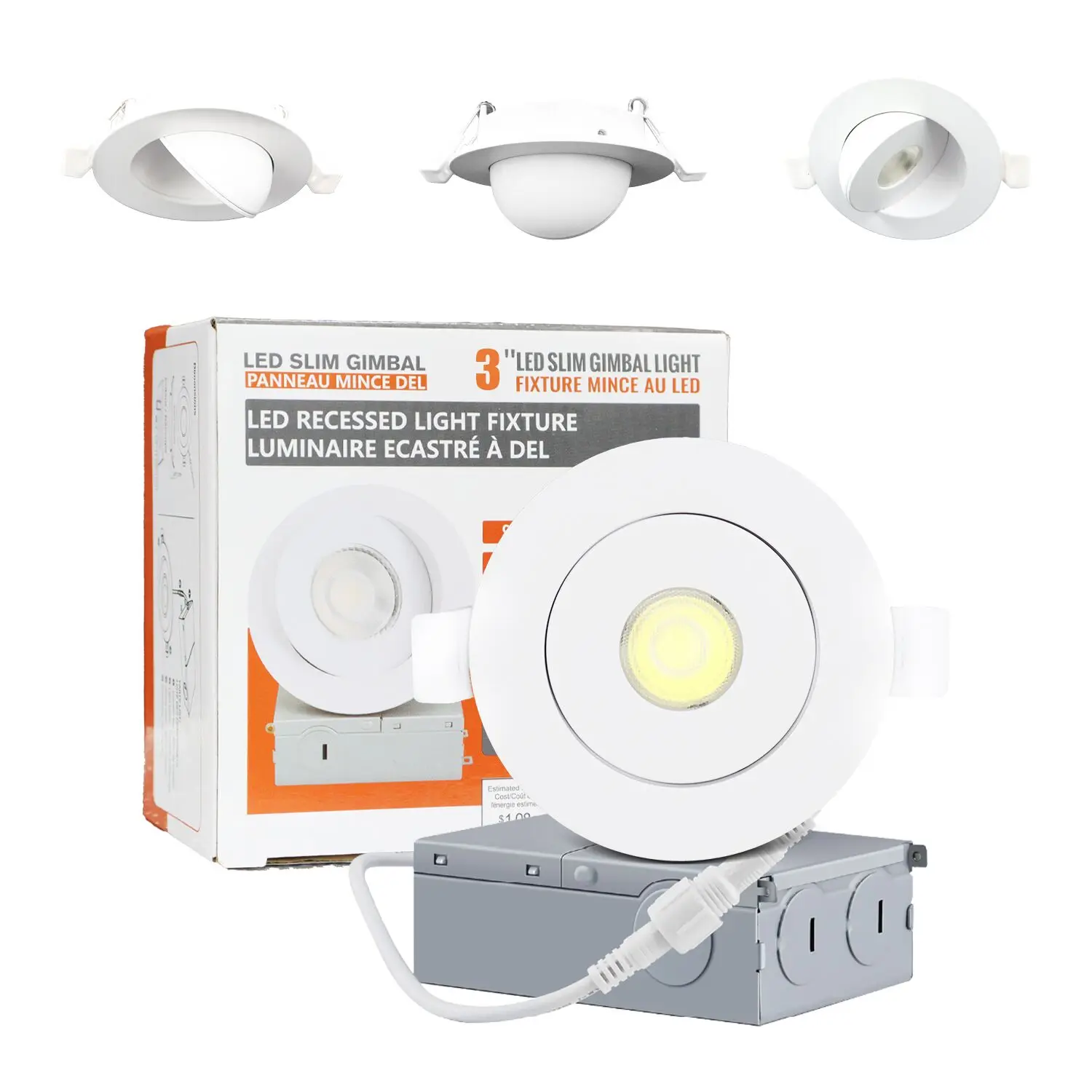 Canless Recess Lighting Adjustable 3 4 6 Inches 9 Watt Selectable 3CCT 5CCT Dimmable Eyeball LED Downlight Gimbal
