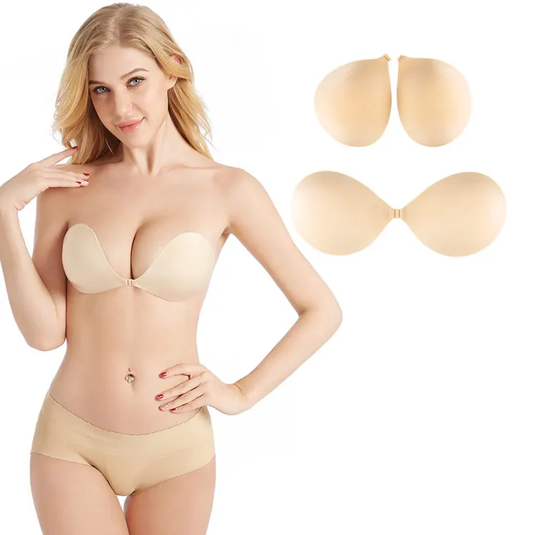 Invisible Push up Adhesive Strapless Bra 3D Big Bust Seamless Plus Size Women Manufacturer Medium BRAS Thin Poplin OEM & ODM