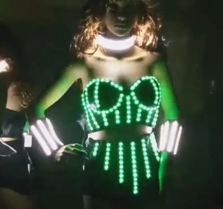 LED Robot Suit Costume With Glasses LED Stage Performance Luminous Clothing DJ Singer Dancer Light Clothing armor costumes