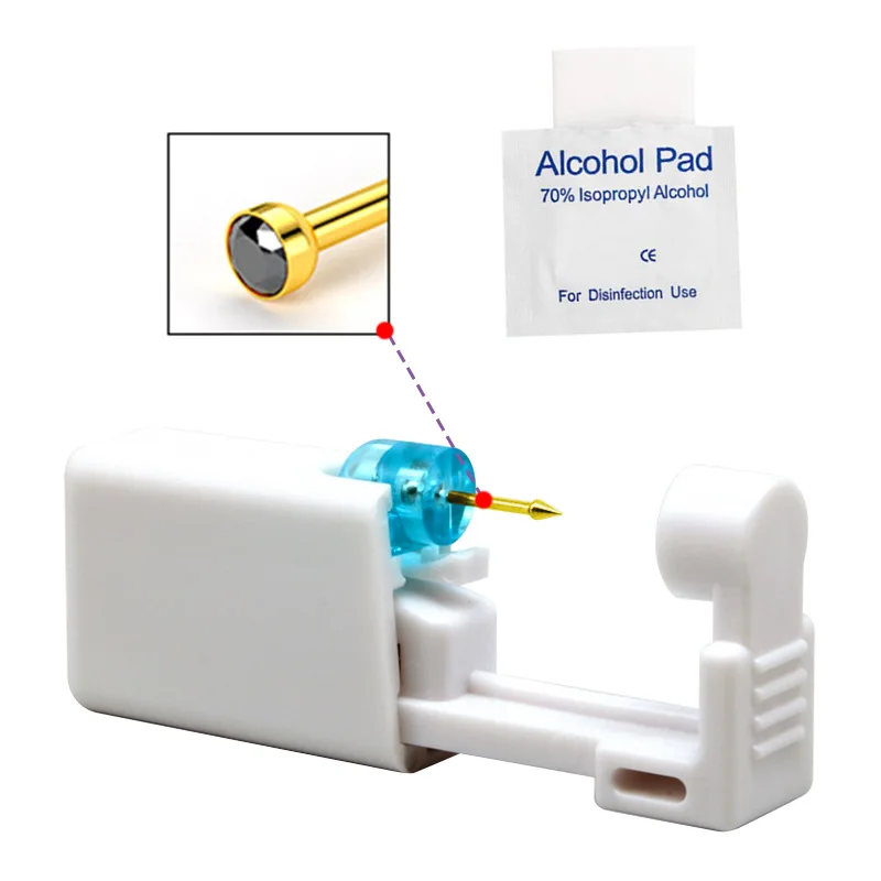 Nose nail piercing gun disposable safe sterile piercing tool