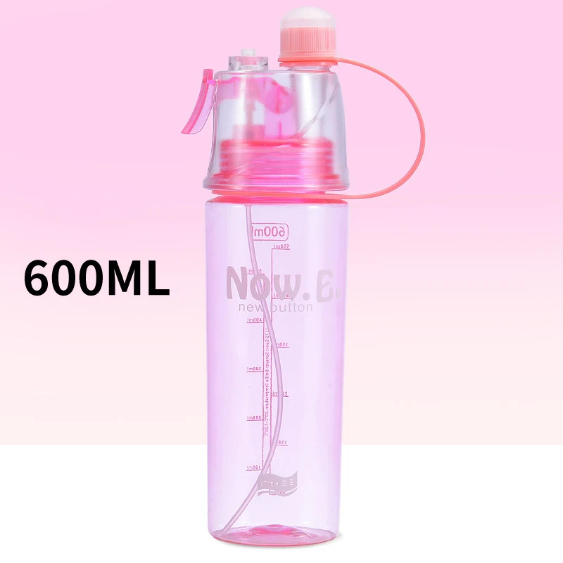 Clear Plastic Water Bottle 400ml 600ml Bpa Free Fruit Infuser Water Bottle With Straw Mist Spray