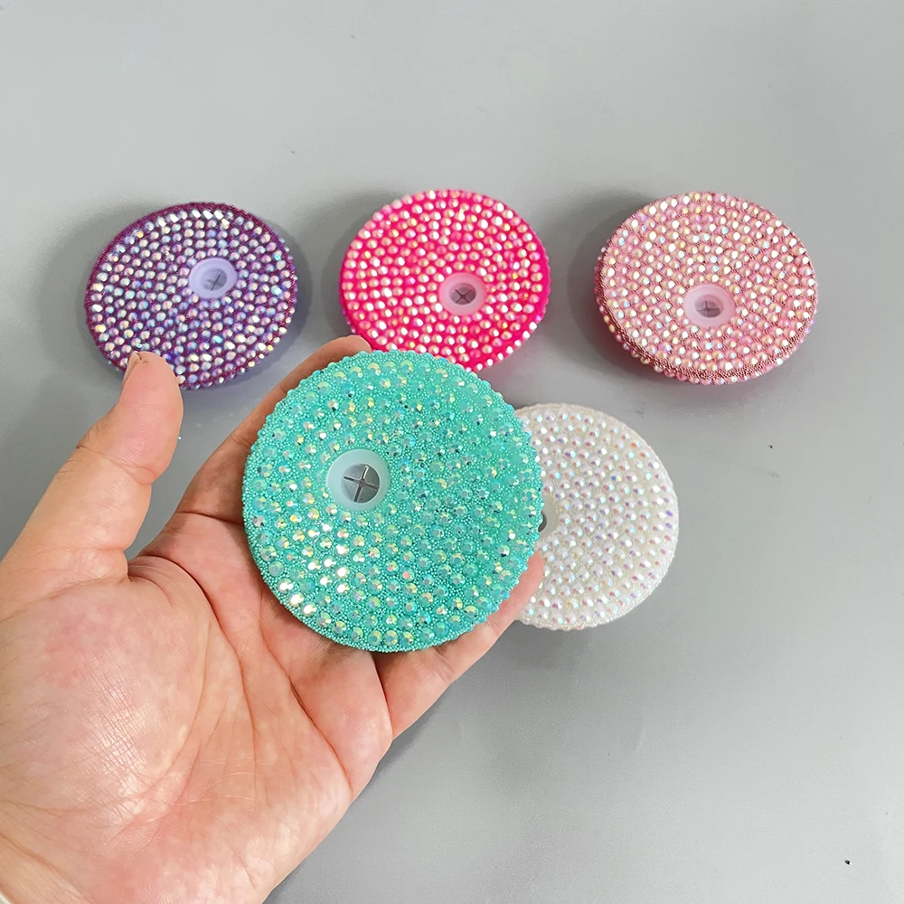 rhinestone bling Acrylic lids for 16oz 20oz glass can colorful shiny lid for 12oz 15oz double wall snow globe glass can