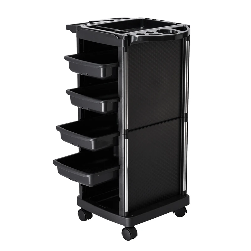Storage Salon Trolley 4 Drawers Stainless Steel Tube Hairdressing Cart Rolling Multifunction Tool  Cart For Barber