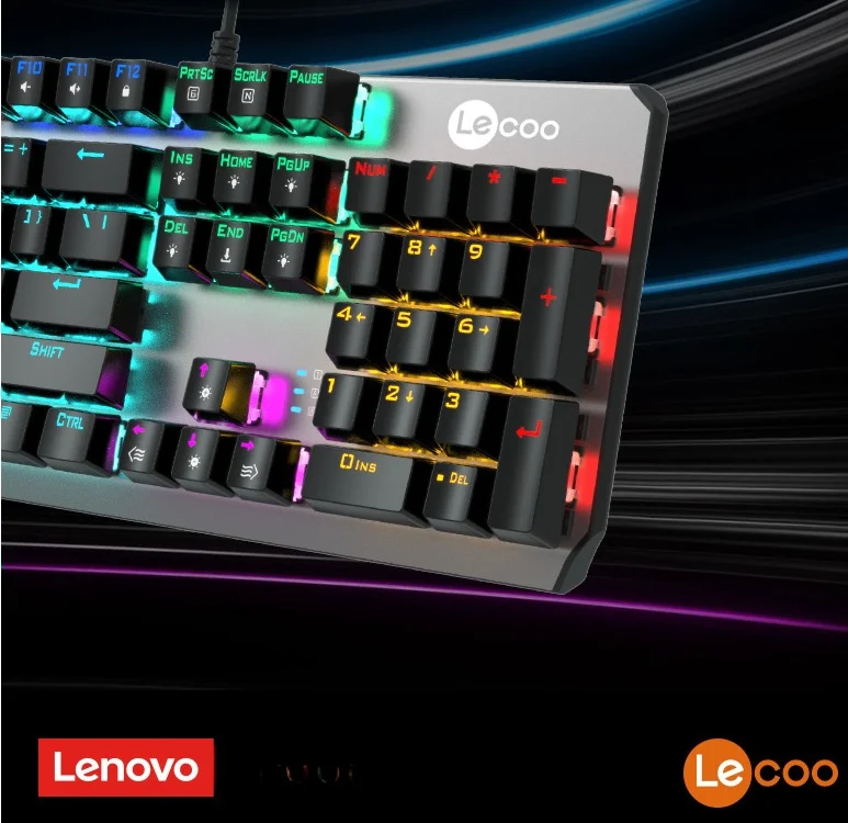 Lenovo Lecoo GK301 blue switch rgb led keyboard mechanical game keyboard laptop desktop best wired gaming keyboard