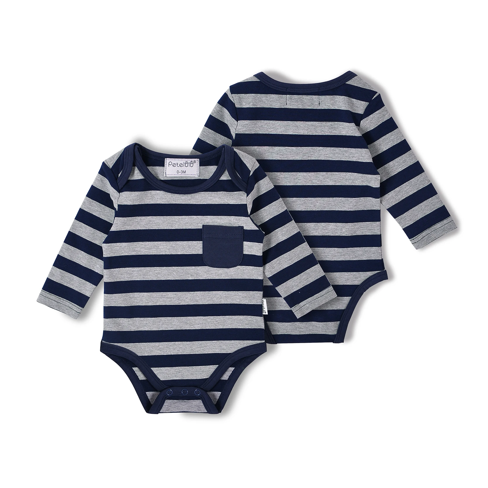 Hot Selling Envelop Collar Stripe Cotton Long Sleeve Newborn Baby Jumpsuit Rompers