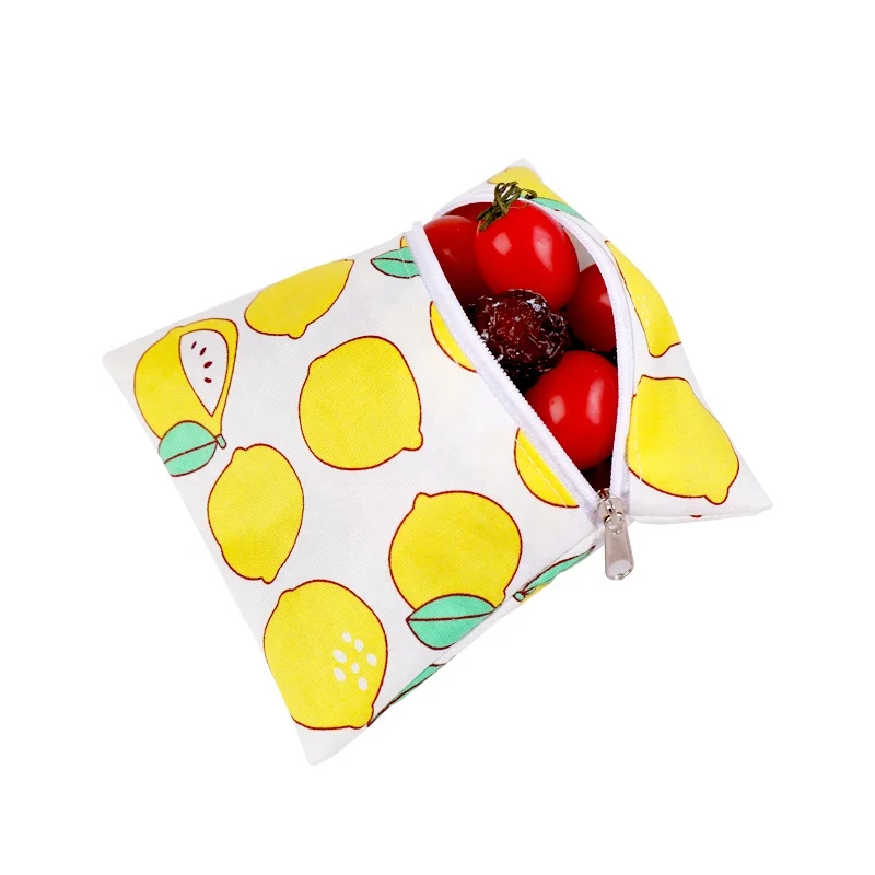 Organic cotton with zipper or hook loop personalized packaging bag kids small snack bags