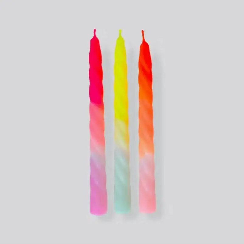 Dip Dye Neon Candles Taper Stick Pillar Twist Color Candles For Home Decor