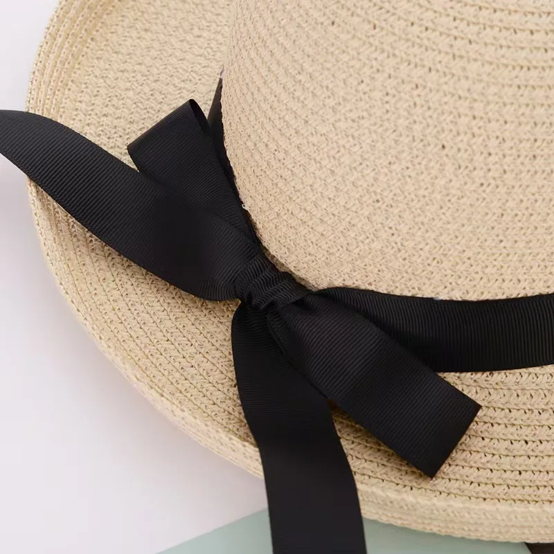 Wholesale Chinese Fashion Summer Fashion Elegant Bow Ribbon Floppy Bucket Brim Sunhat Women Picnic Straw Hat