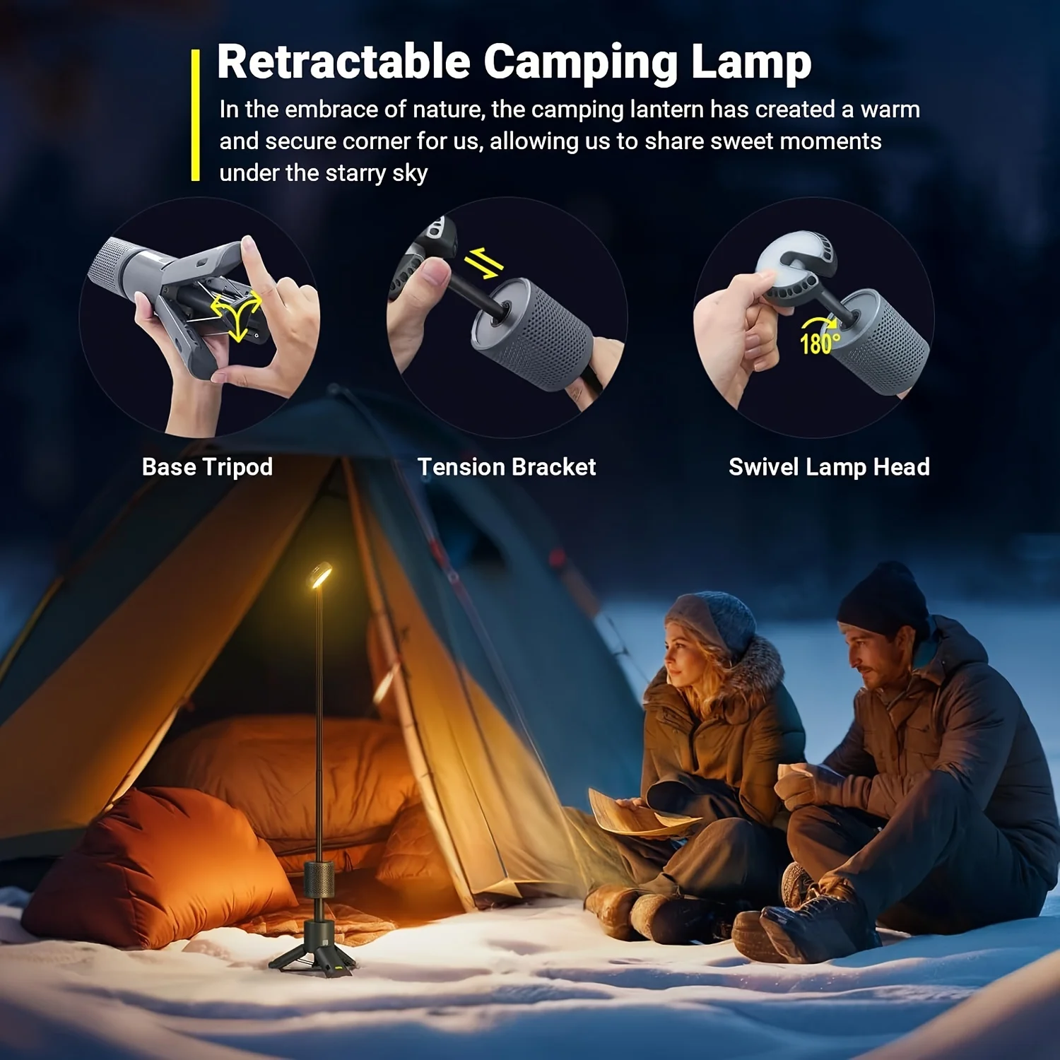 Factory Direct Sale Camping Light Telescopic and Collapsible Night Light Mobile Lighting 10000mAh Battery Built-in Magnetic Road
