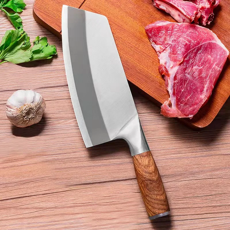 Stainless steel kitchen knife, household sharp slicing knife Chef knife wholesale wooden handle