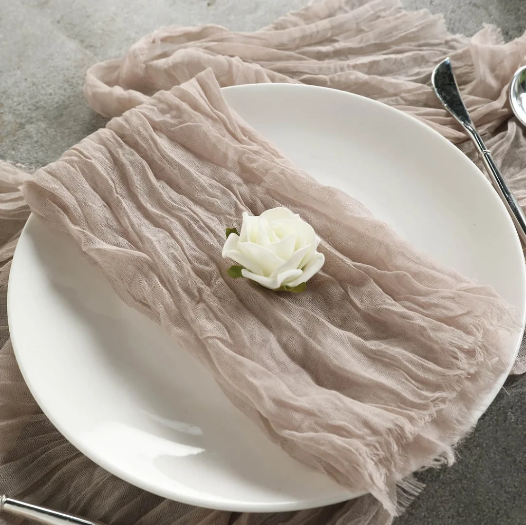High quality gauze cheesecloth napkin with wrinkled  elegant dinner napkins for wedding and party decoration