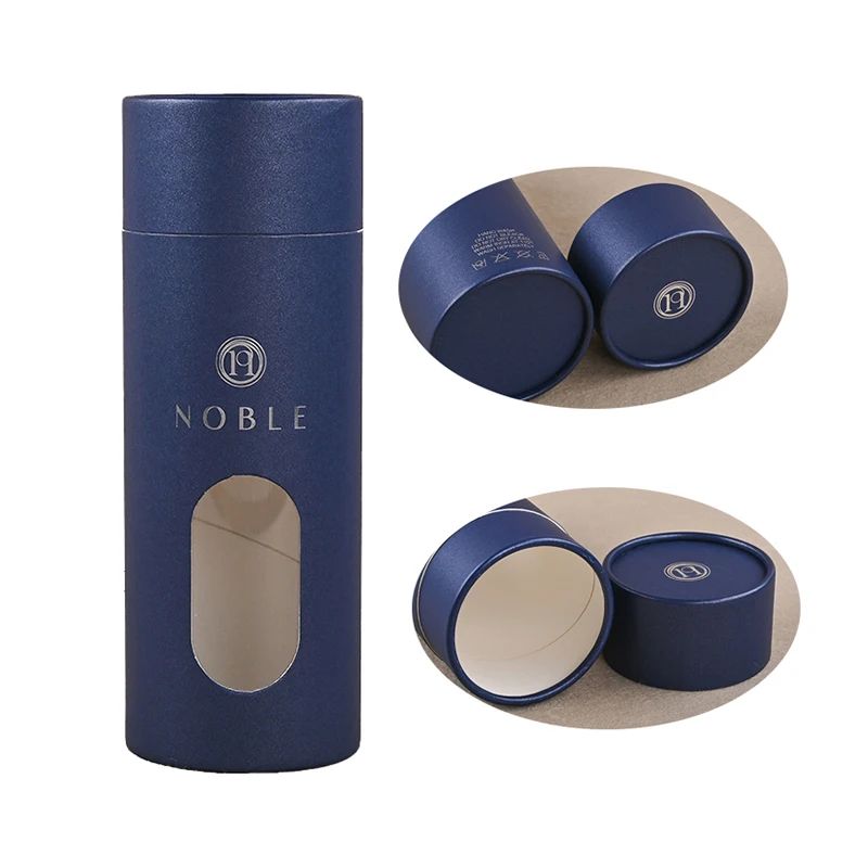 Custom Silver Logo Round Tea Gift Box Kraft Cardboard Paper Tube Packaging with Clear PVC Window