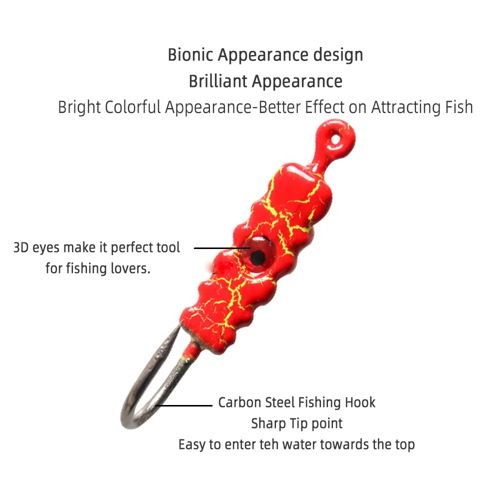 Wholesale 23mm/1.5g Ice Fishing Lure Maggot Worm Metal Bait Ice Jig 6 Color Mini Lead Winter Fishing Hook Pesca Accessories