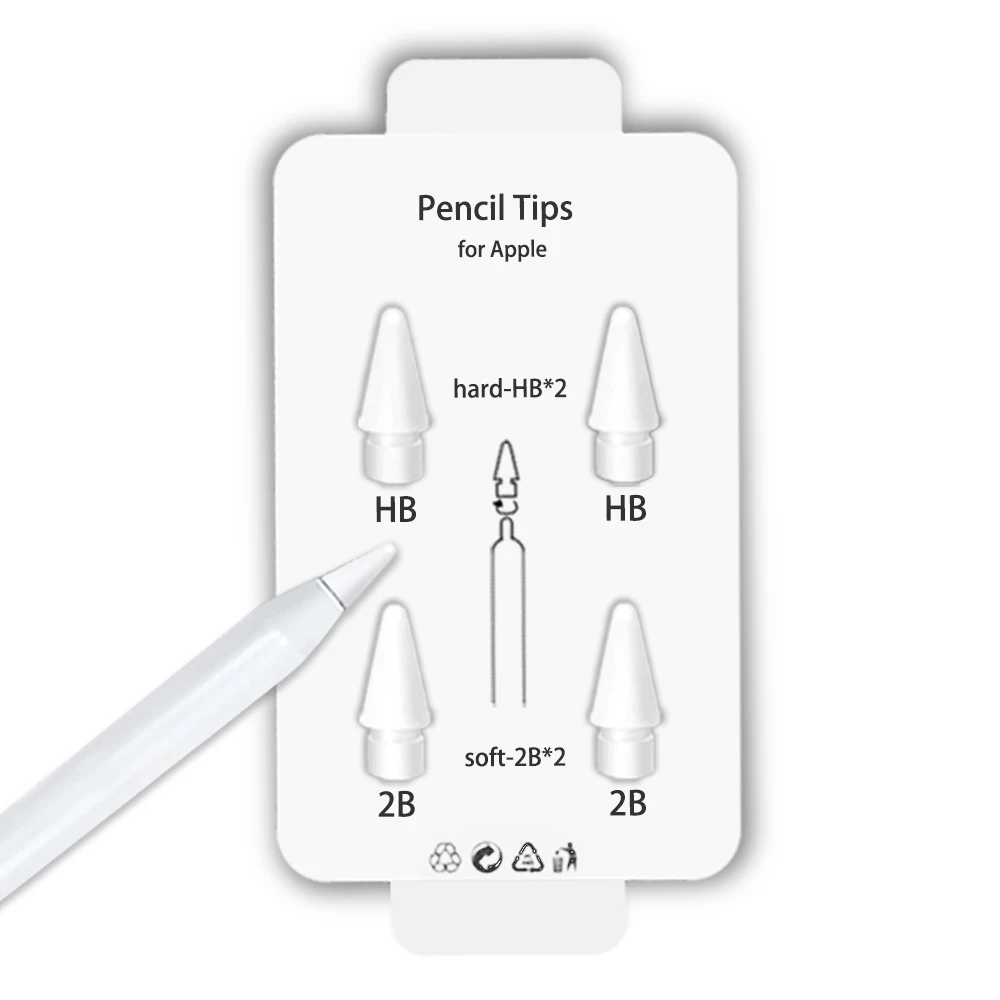 Replacement Nib Soft Hard Silicone Double-Layered iPad Stylus Pencil Tips for Apple Pencil 1st / 2nd Generation Logitech Crayon