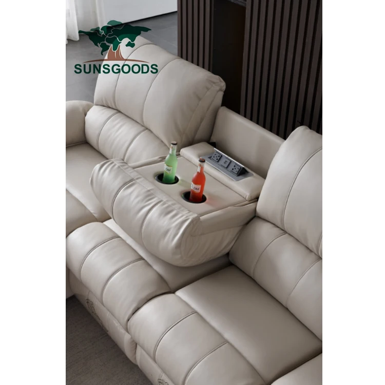 Sunsgoods electric power reclining chaise bed massage L shape corner sofa recliner,recliner sofa set,leather recliner sofa